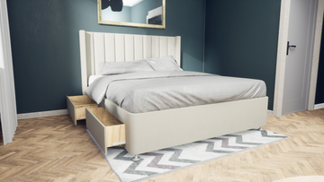 Mary Hybrid Divan Velvet Wingback Bed