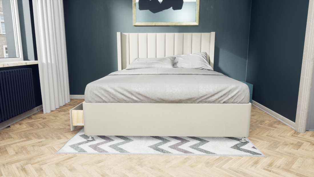 Mary Hybrid Divan Velvet Wingback Bed